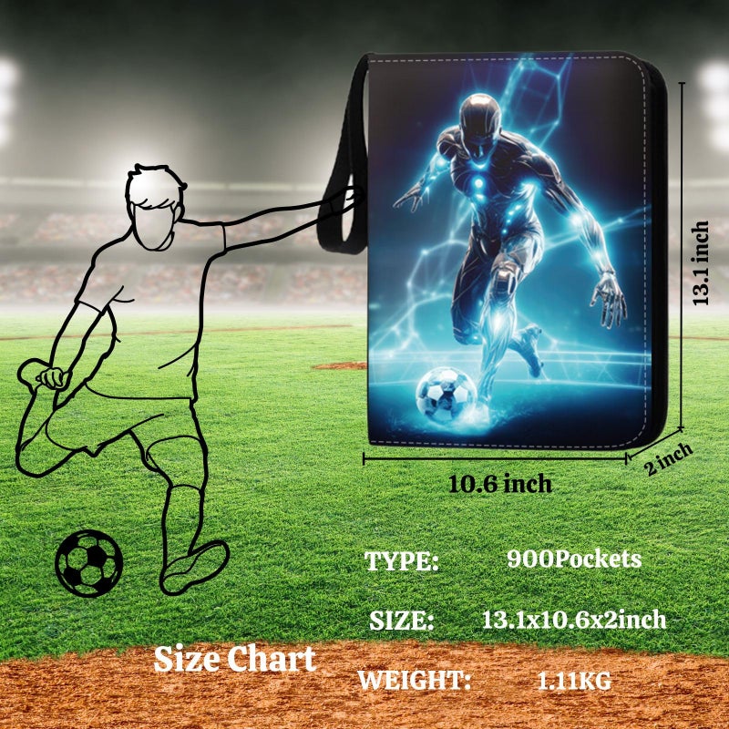 CHIMORY Soccer Card Binder 900 Pockets  Trading Card Binder Soccer Sports Card Holder with 50 Removable Sleeves  Double Sided Pocket Sport Card Collection PU Leather Collectible Trading Card Albums - Image 5